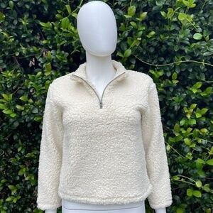 NWT Melrose & Market Nordstrom Vegan Shearling 1/4 Zip Sweater
